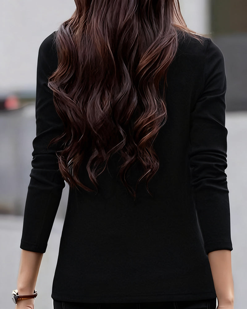 Andrea's™ | Top Slim Fit plissiert langärmlig