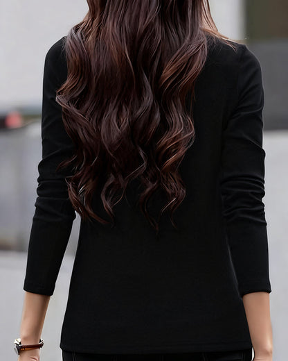 Andrea's™ | Top Slim Fit plissiert langärmlig