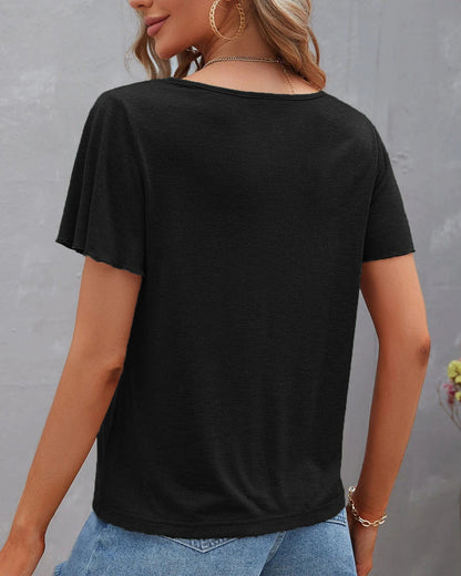 Andrea's™ | Einfarbiges Cut Out T-Shirt