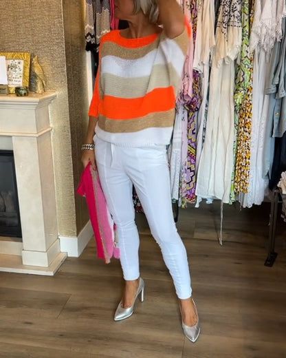 Andrea's™ | Pullover mit Farbblock-Rundhalsausschnitt