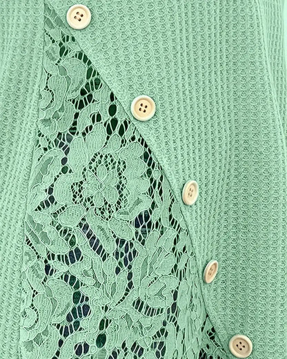 Andrea's™ | T-Shirt Spitzen Einsatz Gestrickt