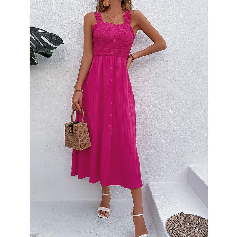 Elegantes, hochtailliertes Rosenkleid von Andrea Serena
