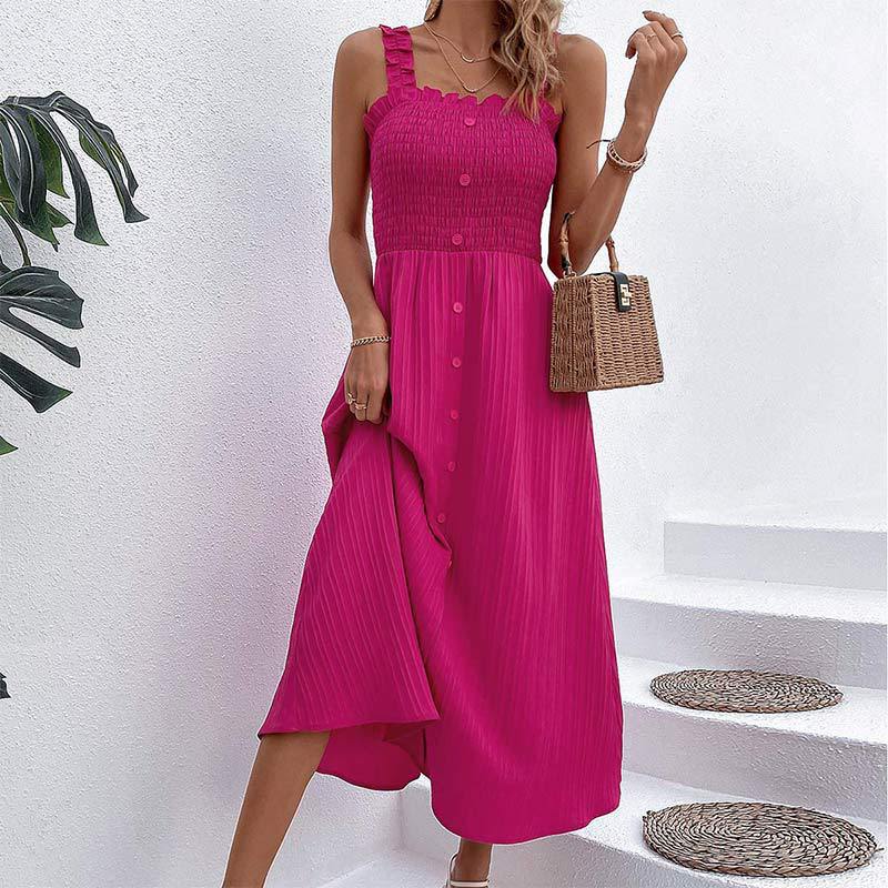 Elegantes, hochtailliertes Rosenkleid von Andrea Serena