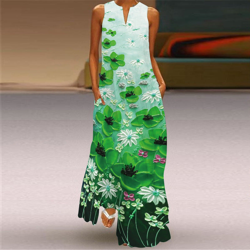 Ärmelloses Maxikleid mit lebhaftem Print von Andrea Serena