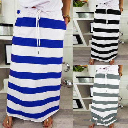 Striped Cotton A-Line Skirt by Andrea Serena