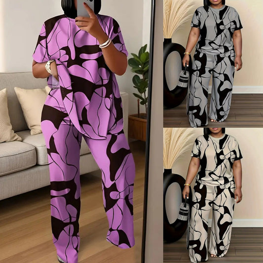 Bequemes zweiteiliges Lounge-Set mit abstraktem Print in Übergröße von Andrea