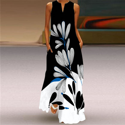 Ärmelloses Maxikleid mit lebhaftem Print von Andrea Serena