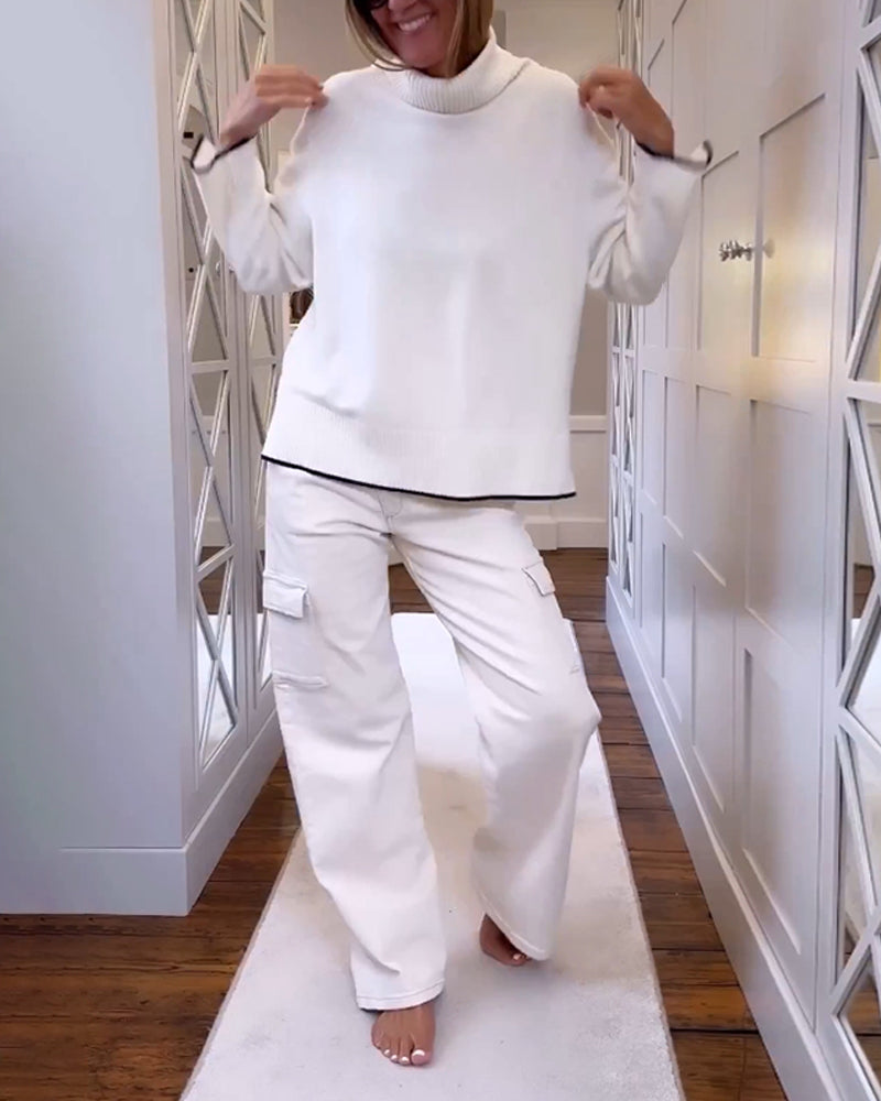 Andrea's™ | Pullover mit hohem Hals und langer Ärmel