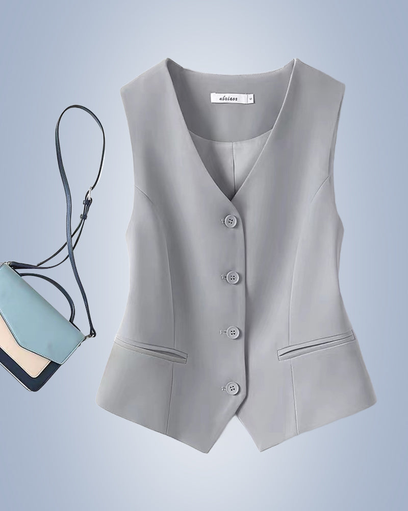 Andrea's™ | Einfarbige anzugweste für damen