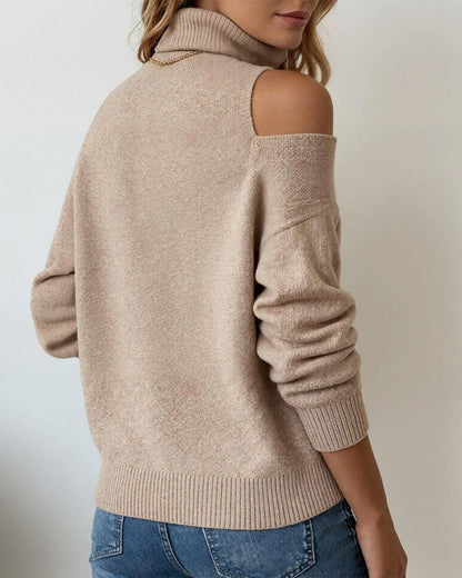 Andrea's™ | Pullover Mit Hochkragen-Design, Kalt-Schulter-Detail Und Temperamentellem Stil