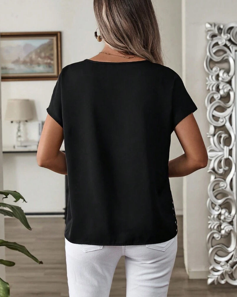 Andrea's™ | T-Shirt Rundhalsausschnitt Polka-Dot-Druck