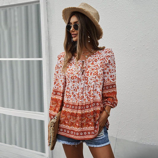 Sommertop mit Blumenmuster von Andrea Serena im Boho-Stil