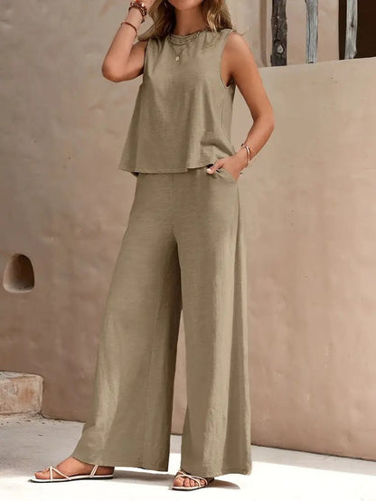 Elegantes, lockeres Baumwoll-Set von Andrea Serena