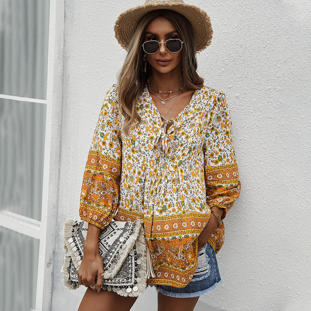 Sommertop mit Blumenmuster von Andrea Serena im Boho-Stil