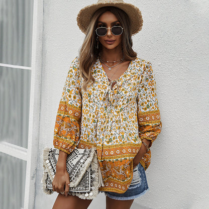 Sommertop mit Blumenmuster von Andrea Serena im Boho-Stil