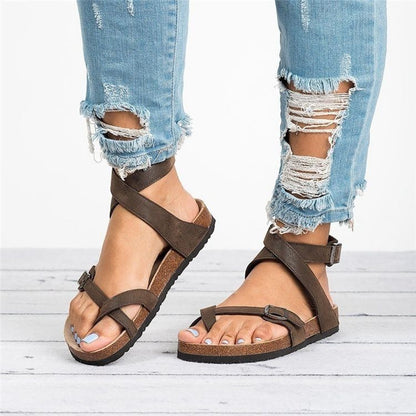 Andrea's™ | Korksandalen mit überkreuzten Riemen und verstellbaren Schnallen