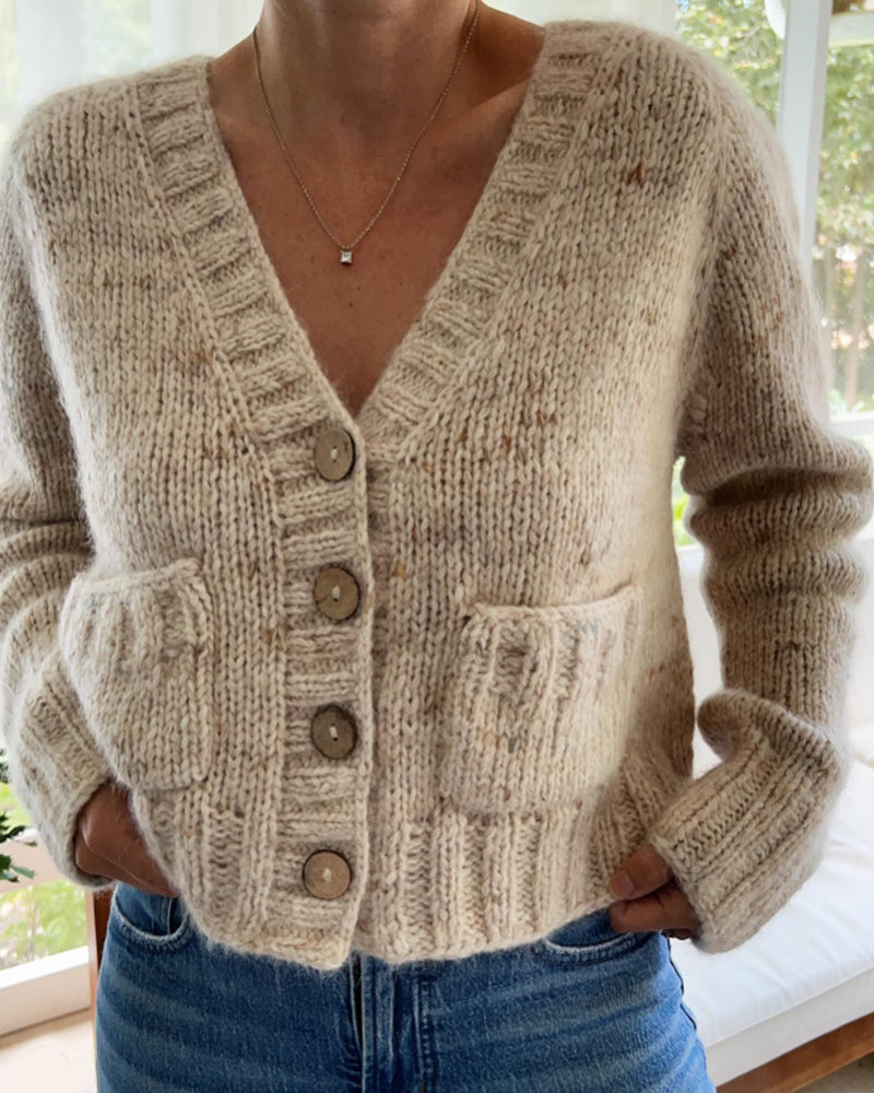 Andrea's™ | Lässiger Cardigan mit Knopfleiste und V-Ausschnitt