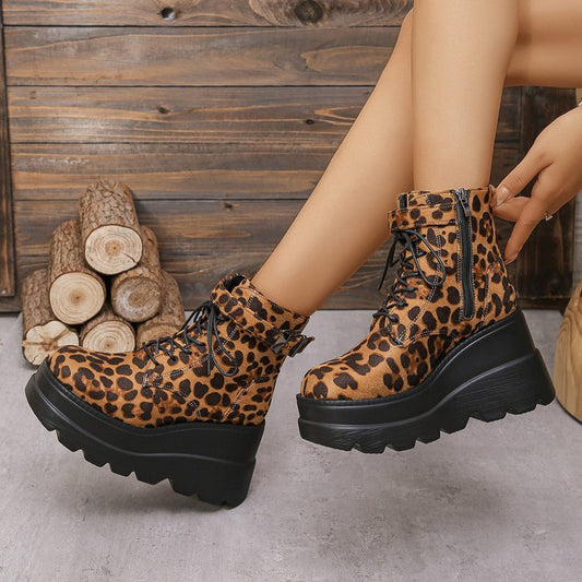 Andrea's™ | Leopardenmuster-Stiefel mit dicker Sohle