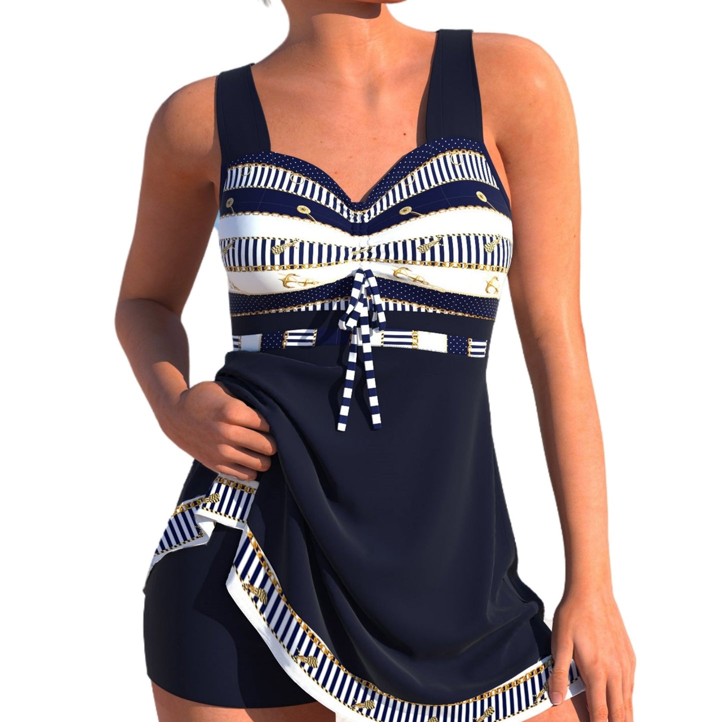 Schicker Plus-Size-Bikini mit Schlitzrock von Andrea Serena