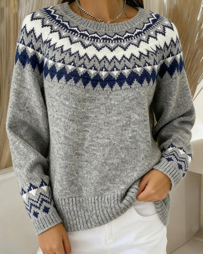 Andrea's™ | Langärmeliger Pullover mit Rundhalsausschnitt