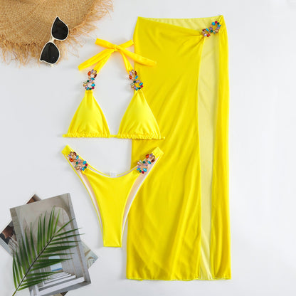 Strahlendes dreiteiliges Bikini-Set aus Mesh von Andrea Serena