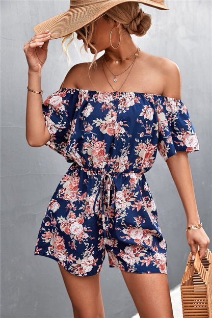 Geblümter schulterfreier Jumpsuit von Andrea Serena