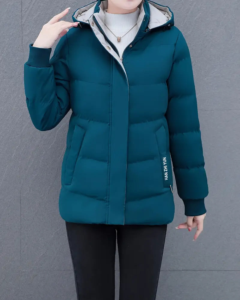 Andrea's™ | Jacke lässig einfarbig warm mit Kapuze