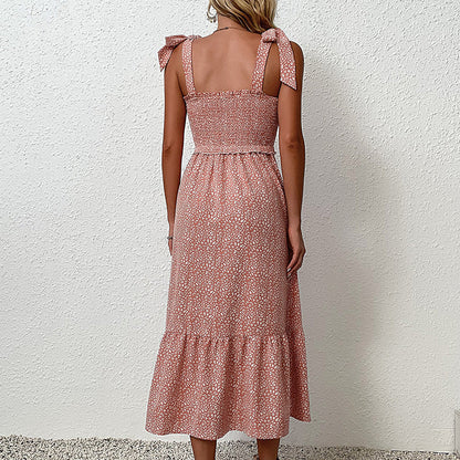 Geblümtes, rückenfreies Midikleid von Andrea Serena
