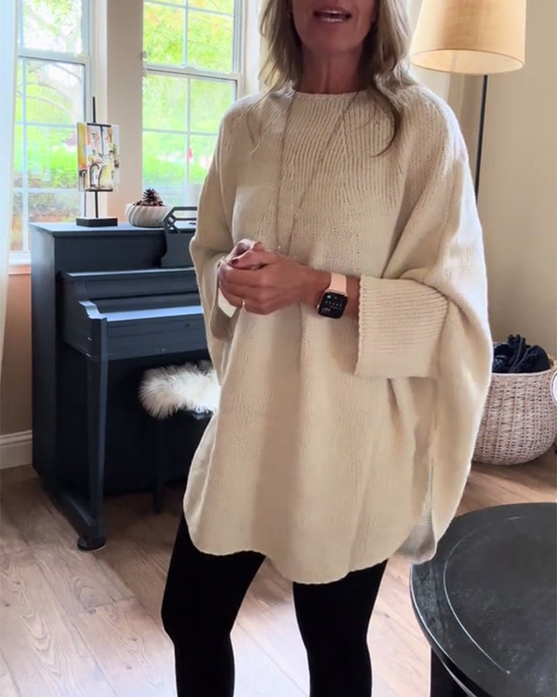 Andrea's™ | Modischer pullover mit rundhalsausschnitt und fledermausärmeln in einheitlicher farbe