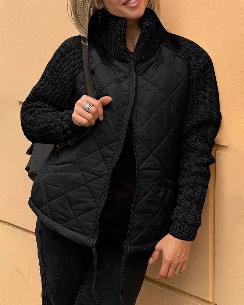 Andrea's™ | Einfarbiger mantel mit reißverschluss und hohem kragen