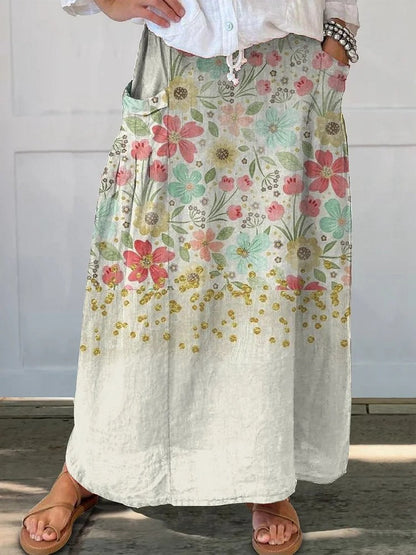 Retro-Blumenrock von Andrea Serena, Alltagsrock mit Taschen