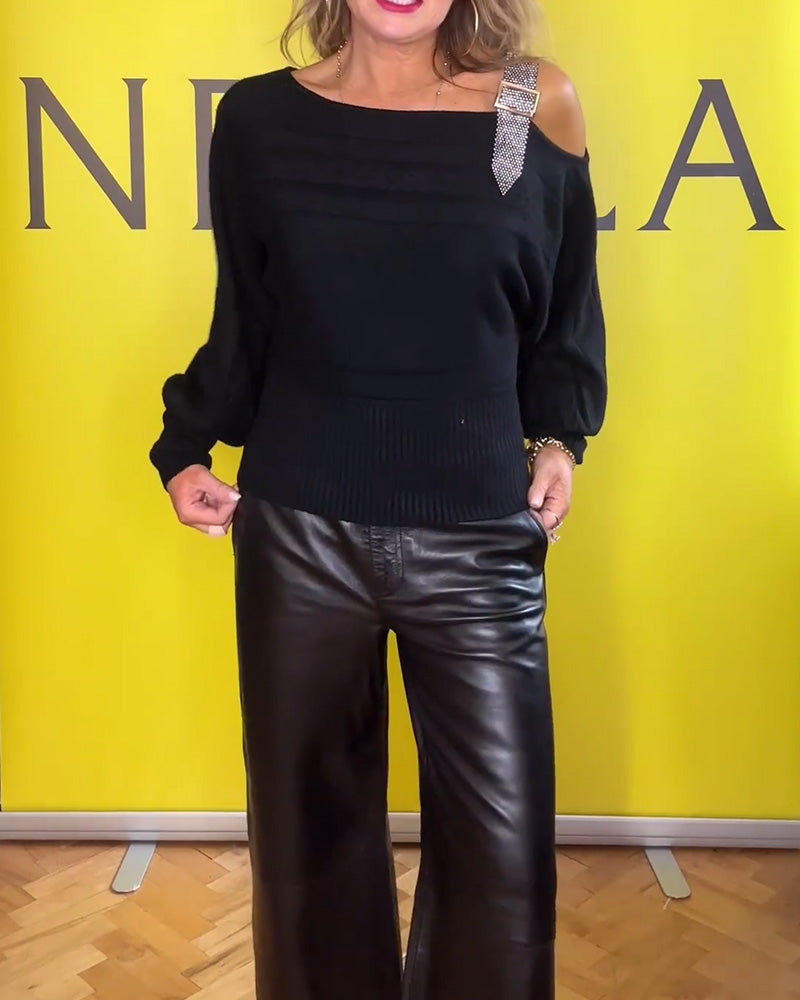 Andrea's™ | Lässiger Langarmpullover mit schulterfreiem Design