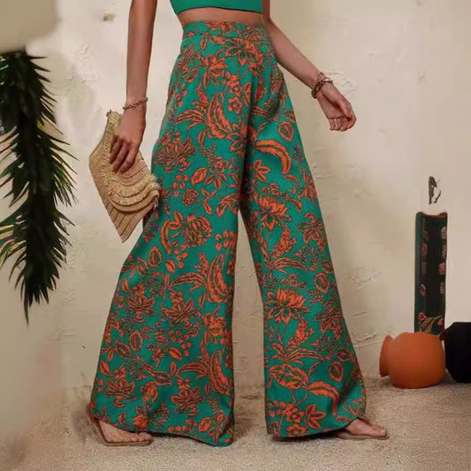 Elegante, weite Hose mit Blumenmuster von Andrea Serena