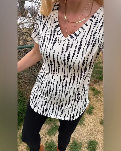 Andrea's™ | T-Shirt bedruckt kurzärmelig V-Ausschnitt