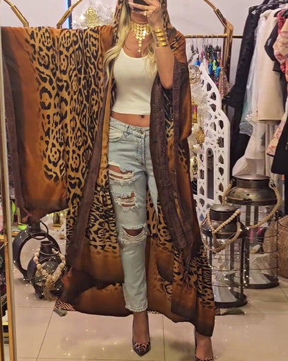 Andrea's™ | Mantel Batwing-Ärmel Leopardenmuster