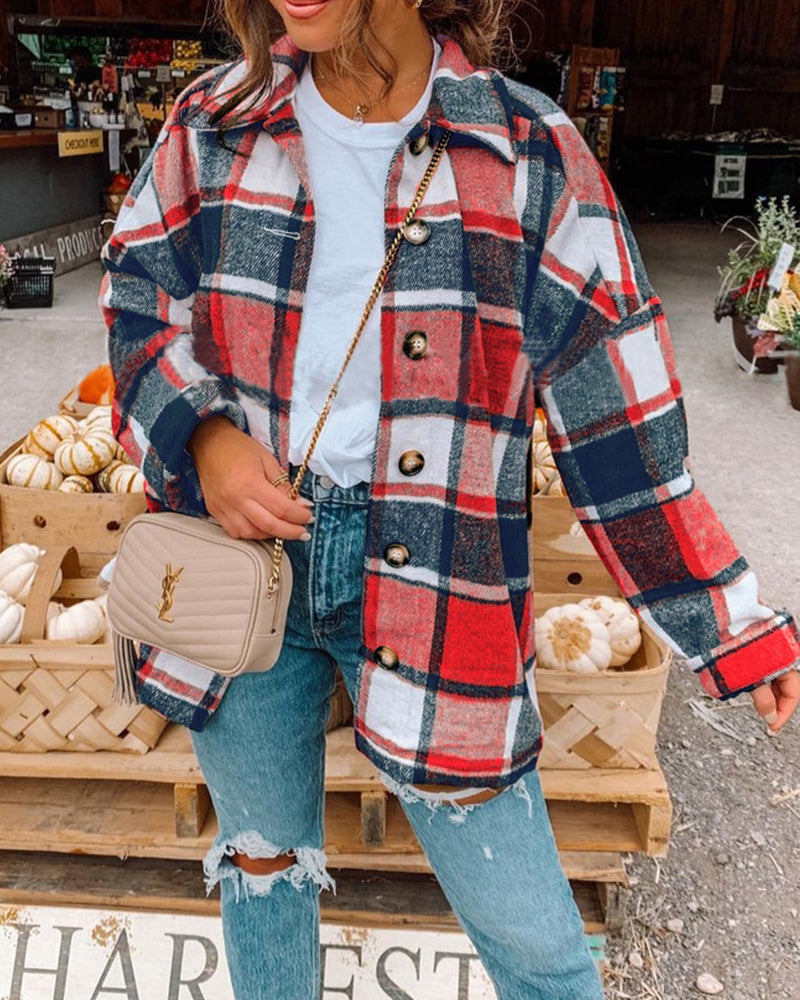 Andrea's™ | Lässige Jacke mit Karomuster und Knopfleiste