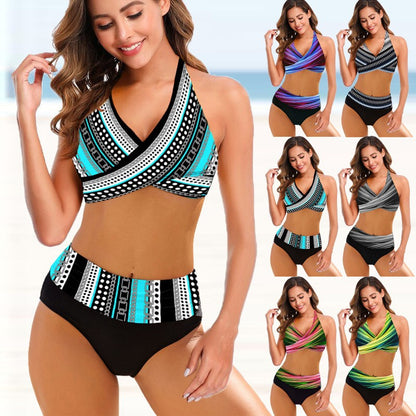Striped Tie-Dye High Waist Bikini by Andrea Serena