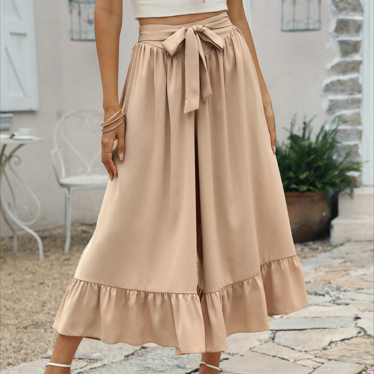 Elegante Rüschenrock-Hose in Khaki von Andrea Serena