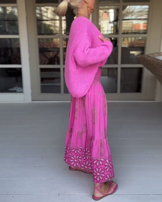 Andrea's™ | Lässiger, einfarbiger cardigan mit langen ärmeln