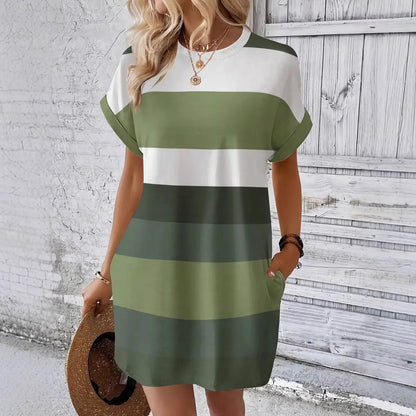 Striped Milk Silk Dress by Andrea Serena