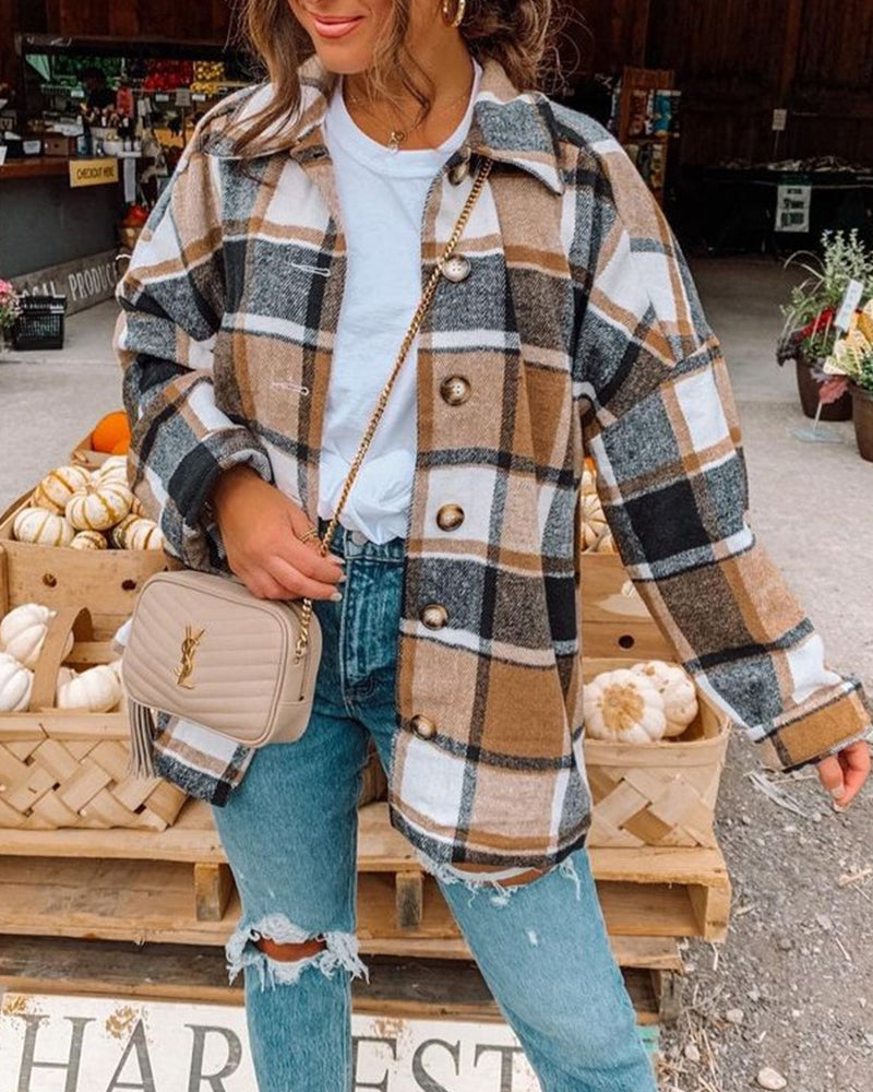 Andrea's™ | Lässige Jacke mit Karomuster und Knopfleiste