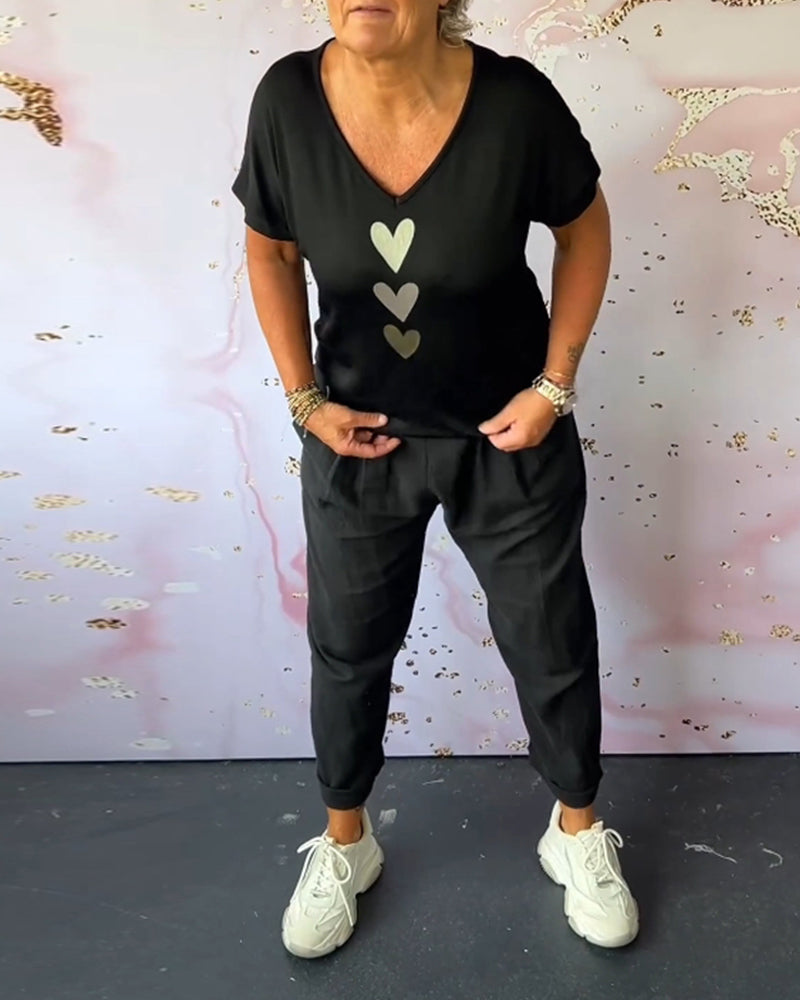 Andrea's™ | Bequeme Freizeithose mit einfarbiger Tasche