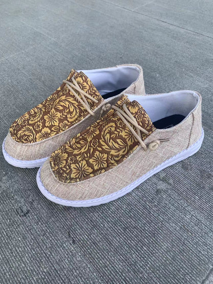 Andrea Serena Damen-Loafer mit Blumenmuster