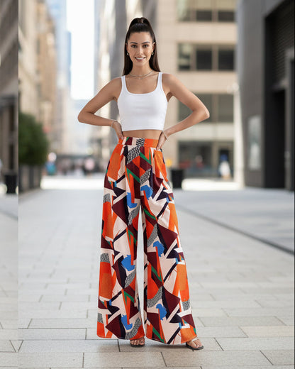 Andrea Serena Bootcut-Hose mit lebhaftem Print