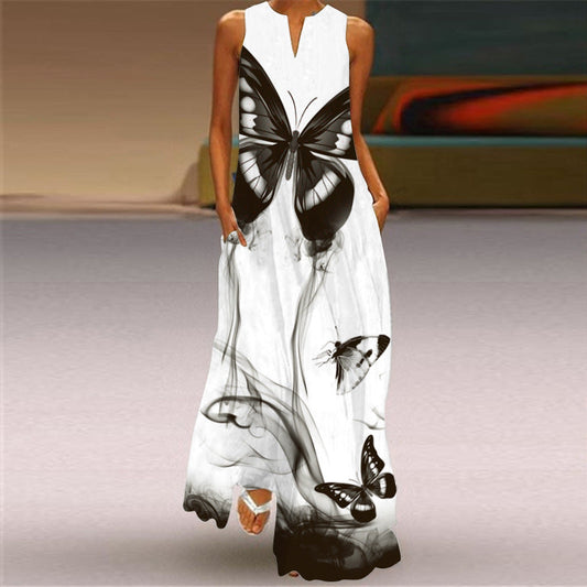 Elegantes Maxikleid von Andrea Serena mit Schmetterlingsmuster