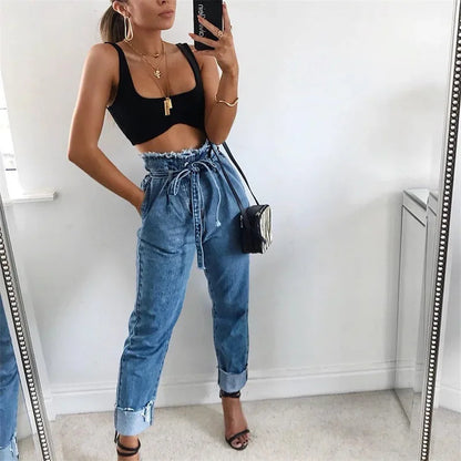 Andrea's™ | Hoch taillierte Washed-Denim-Jeans