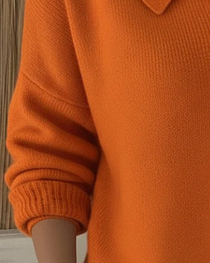 Andrea's™ | Langärmeliger Pullover mit Knopfleiste am Revers