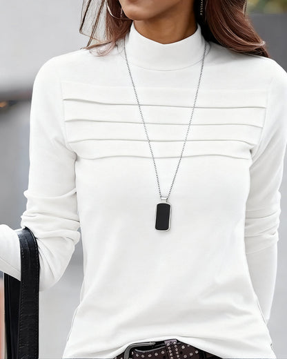 Andrea's™ | Top Slim Fit plissiert langärmlig