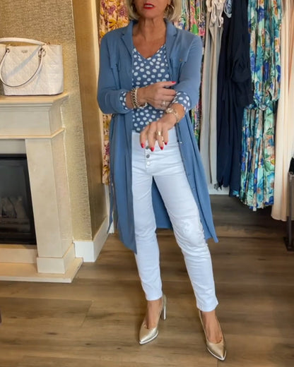 Andrea's™ | Geknöpfter mantel mit lässiger volltonfarbe