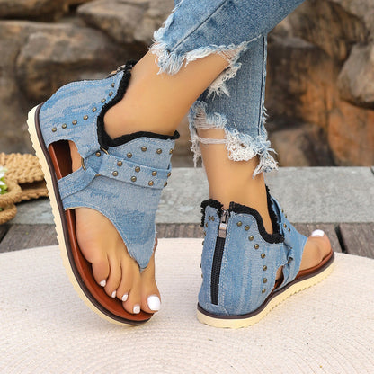 Andrea's™ | Zehenstegsandalen mit Reißverschluss hinten